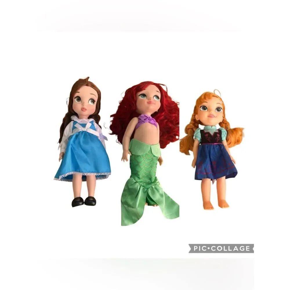 Disney Princess Doll Lot Belle Ariel Anna Disney Store Toddler Dolls 12”
